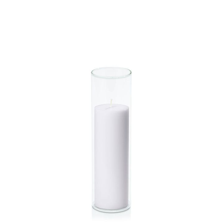 Silver Grey 5cm x 15cm Pillar in 5.8cm x 20cm Glass Pack of 1