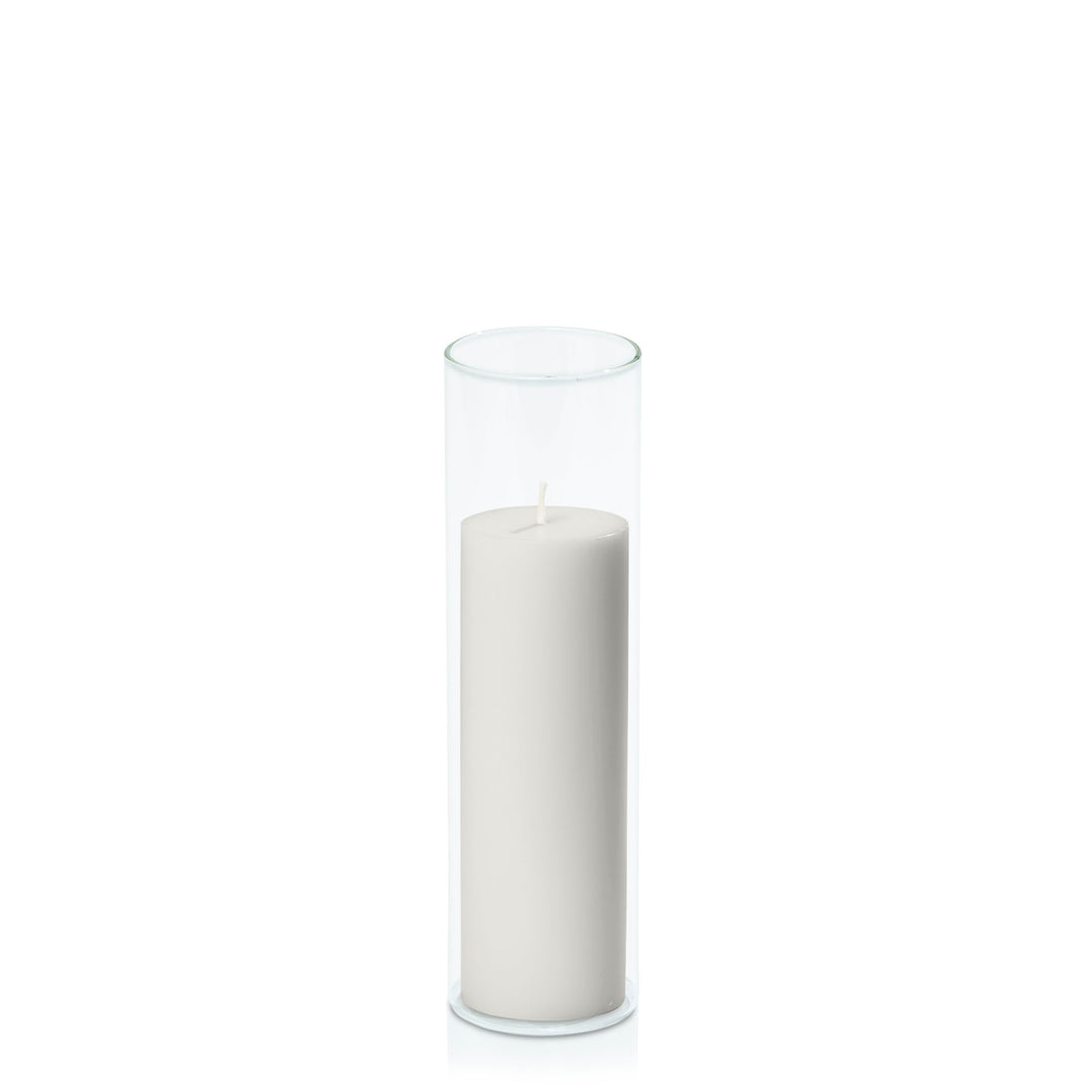 Stone 5cm x 15cm Pillar in 5.8cm x 20cm Glass Pack of 1