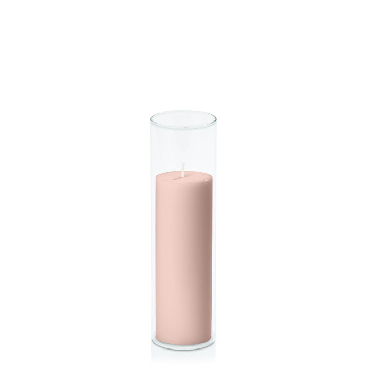 Vintage Blush 5cm x 15cm Pillar in 5.8cm x 20cm Glass Pack of 1