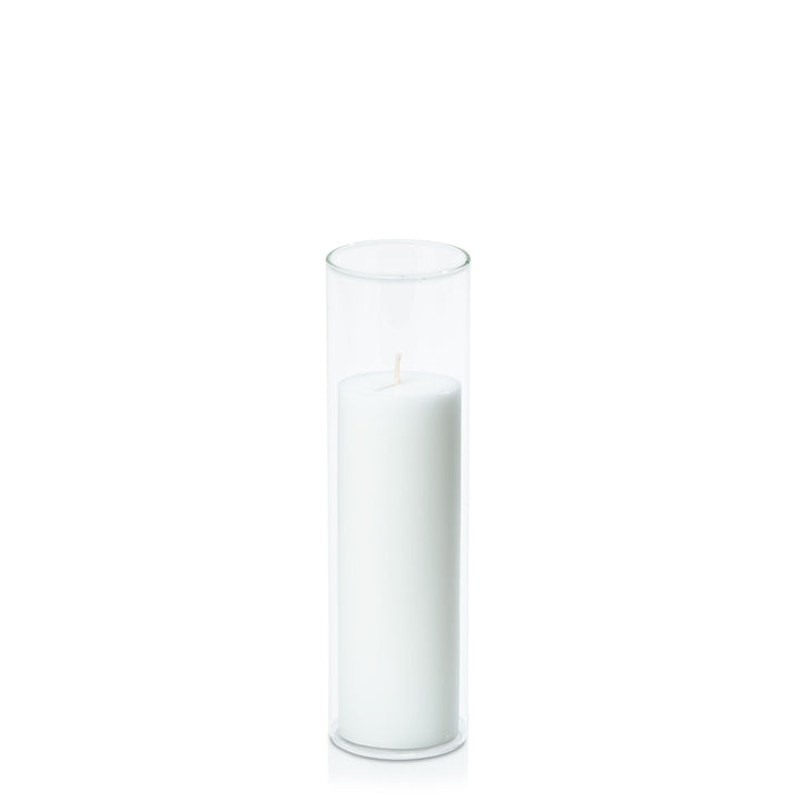 White 5cm x 15cm Pillar in 5.8cm x 20cm Glass Pack of 1