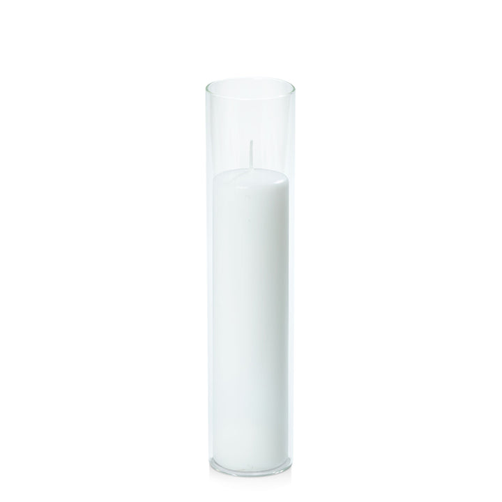 White 5cm x 20cm Event Pillar in 5.8cm x 25cm Glass Pack of 1