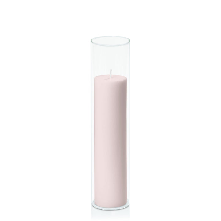 Antique Pink 5cm x 20cm Pillar in 5.8cm x 25cm Glass Pack of 1