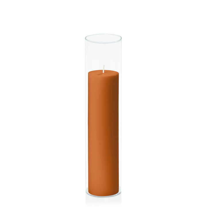 Baked Clay 5cm x 20cm Pillar in 5.8cm x 25cm Glass Pack of 1