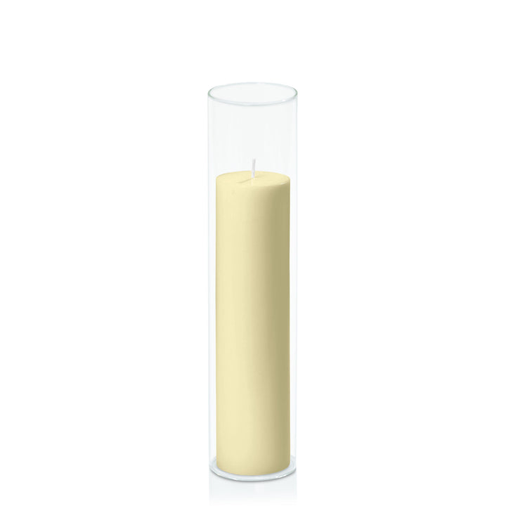 Buttercream 5cm x 20cm Pillar in 5.8cm x 25cm Glass Pack of 1