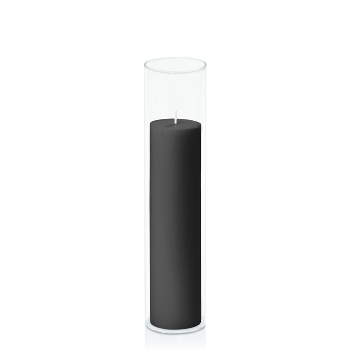 Black 5cm x 20cm Pillar in 5.8cm x 25cm Glass Pack of 1