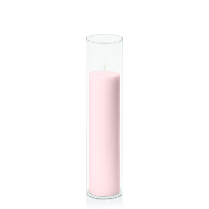 Blush Pink 5cm x 20cm Pillar in 5.8cm x 25cm Glass Pack of 1