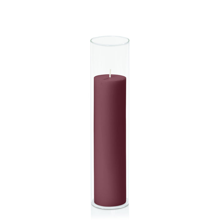 Burgundy 5cm x 20cm Pillar in 5.8cm x 25cm Glass Pack of 1