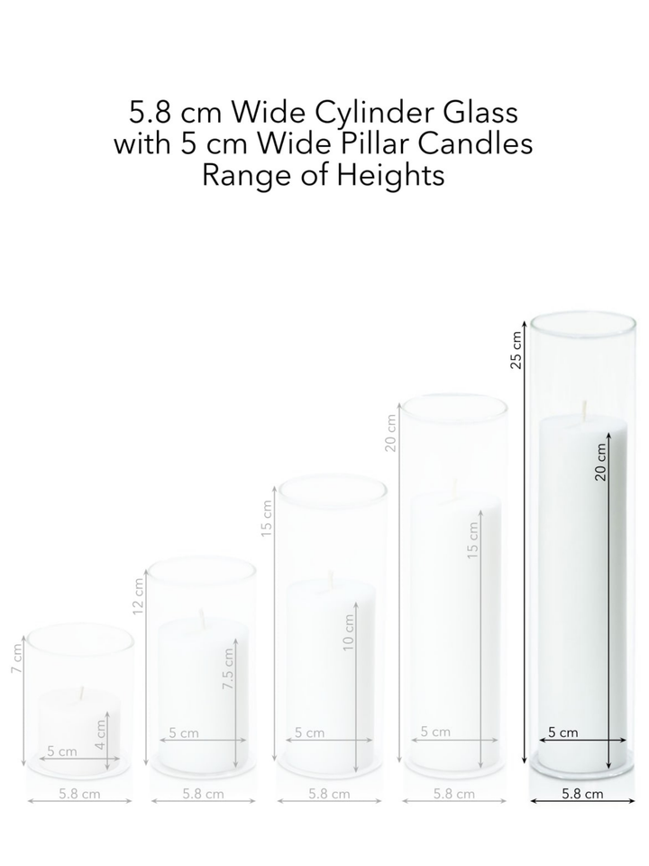 Capri 5cm x 20cm Pillar in 5.8cm x 25cm Glass Pack of 1