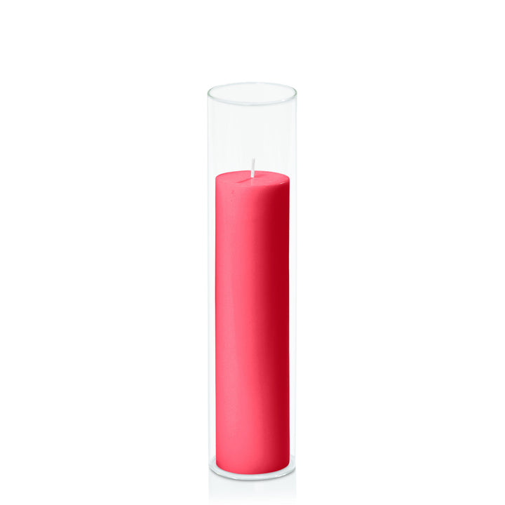 Carnival Red 5cm x 20cm Pillar in 5.8cm x 25cm Glass Pack of 1