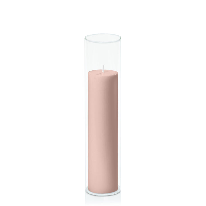 Heritage Rose 5cm x 20cm Pillar in 5.8cm x 25cm Glass Pack of 1