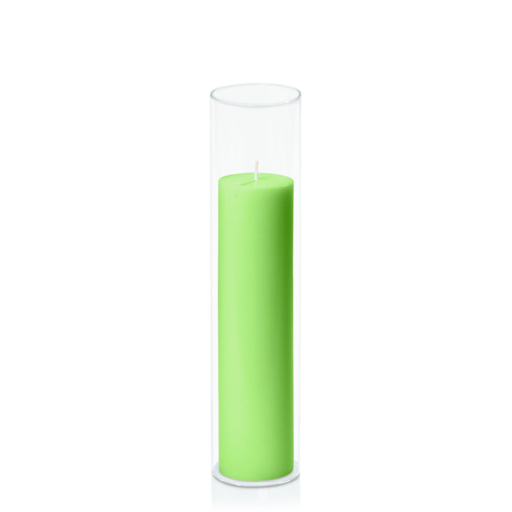 Lime 5cm x 20cm Pillar in 5.8cm x 25cm Glass Pack of 1