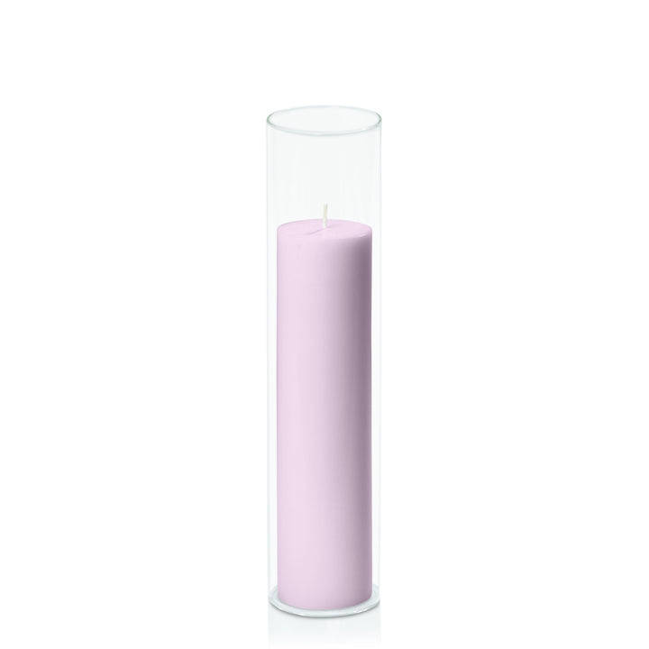 Lilac 5cm x 20cm Pillar in 5.8cm x 25cm Glass Pack of 1