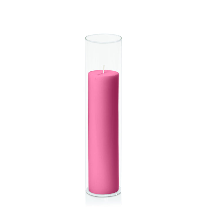 Magenta 5cm x 20cm Pillar in 5.8cm x 25cm Glass Pack of 1