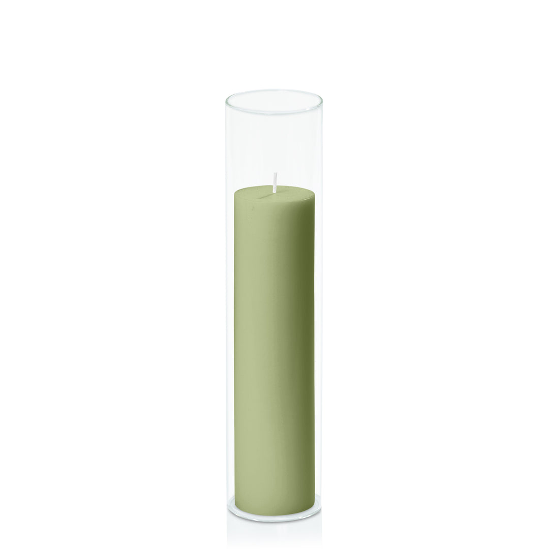 Matcha 5cm x 20cm Pillar in 5.8cm x 25cm Glass Pack of 1