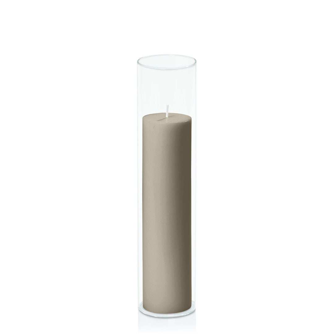 Pale Eucalypt 5cm x 20cm Pillar in 5.8cm x 25cm Glass Pack of 1