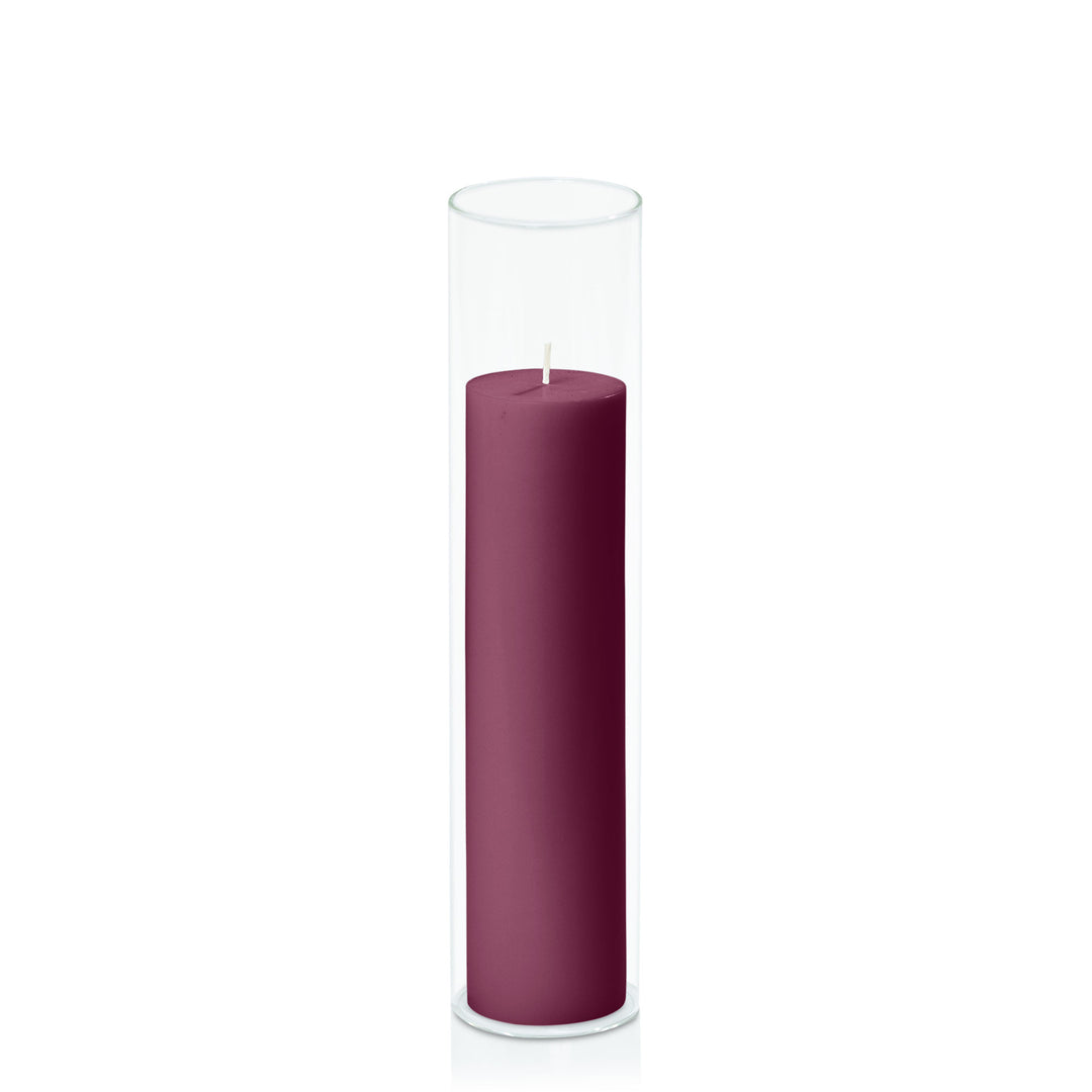 Plum 5cm x 20cm Pillar in 5.8cm x 25cm Glass Pack of 1