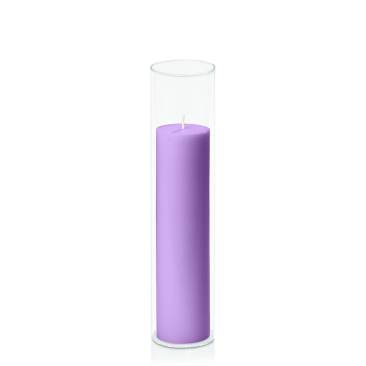 Purple 5cm x 20cm Pillar in 5.8cm x 25cm Glass Pack of 1