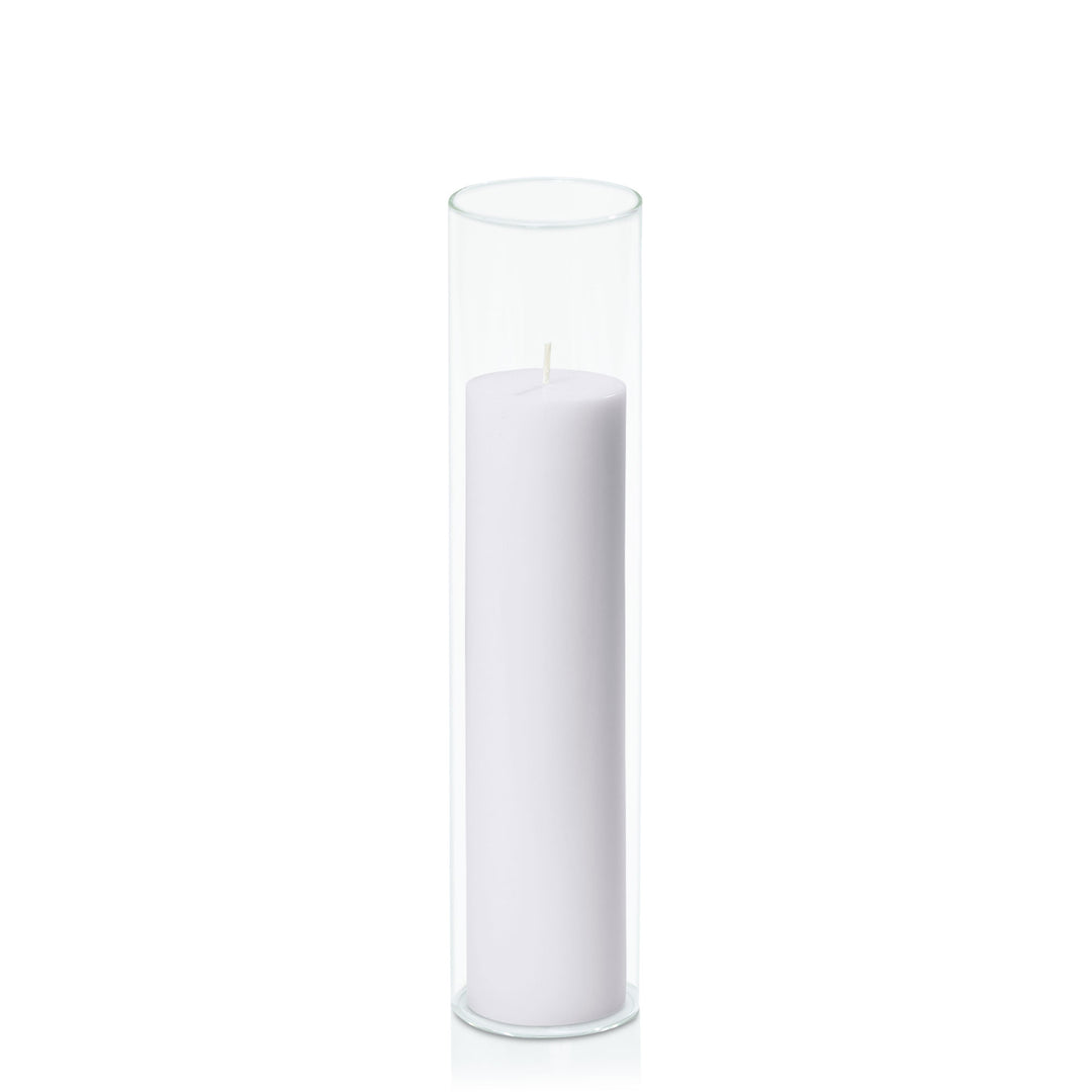 Silver Grey 5cm x 20cm Pillar in 5.8cm x 25cm Glass Pack of 1