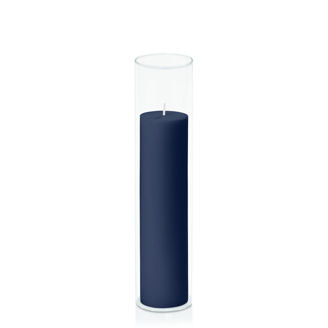 Sapphire 5cm x 20cm Pillar in 5.8cm x 25cm Glass Pack of 1