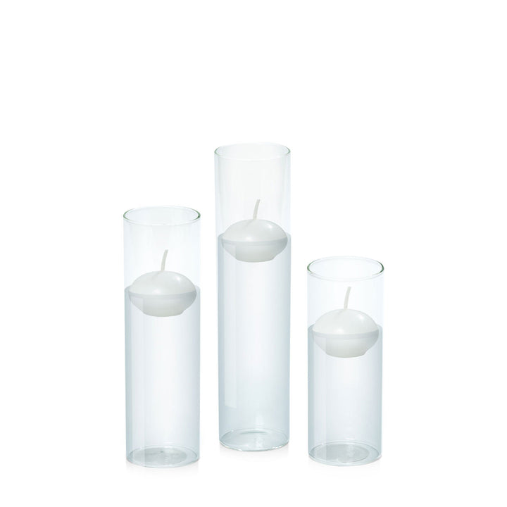 White 4cm Event Floating Candle in 5.8cm Glass Set - Lg Pack of 1