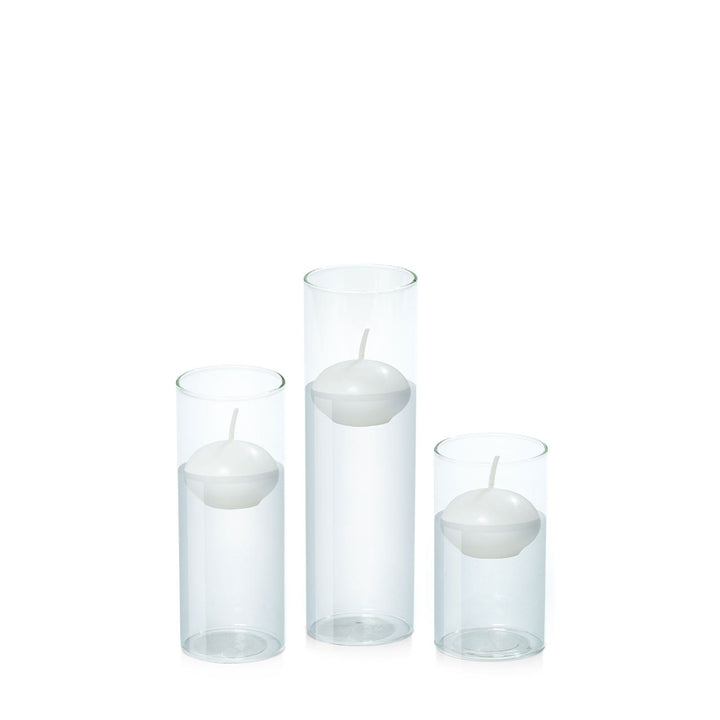 White 4cm Event Floating Candle in 5.8cm Glass Set - Med Pack of 1