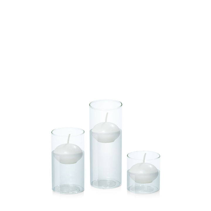 White 4cm Event Floating Candle in 5.8cm Glass Set - Sm Pack of 1