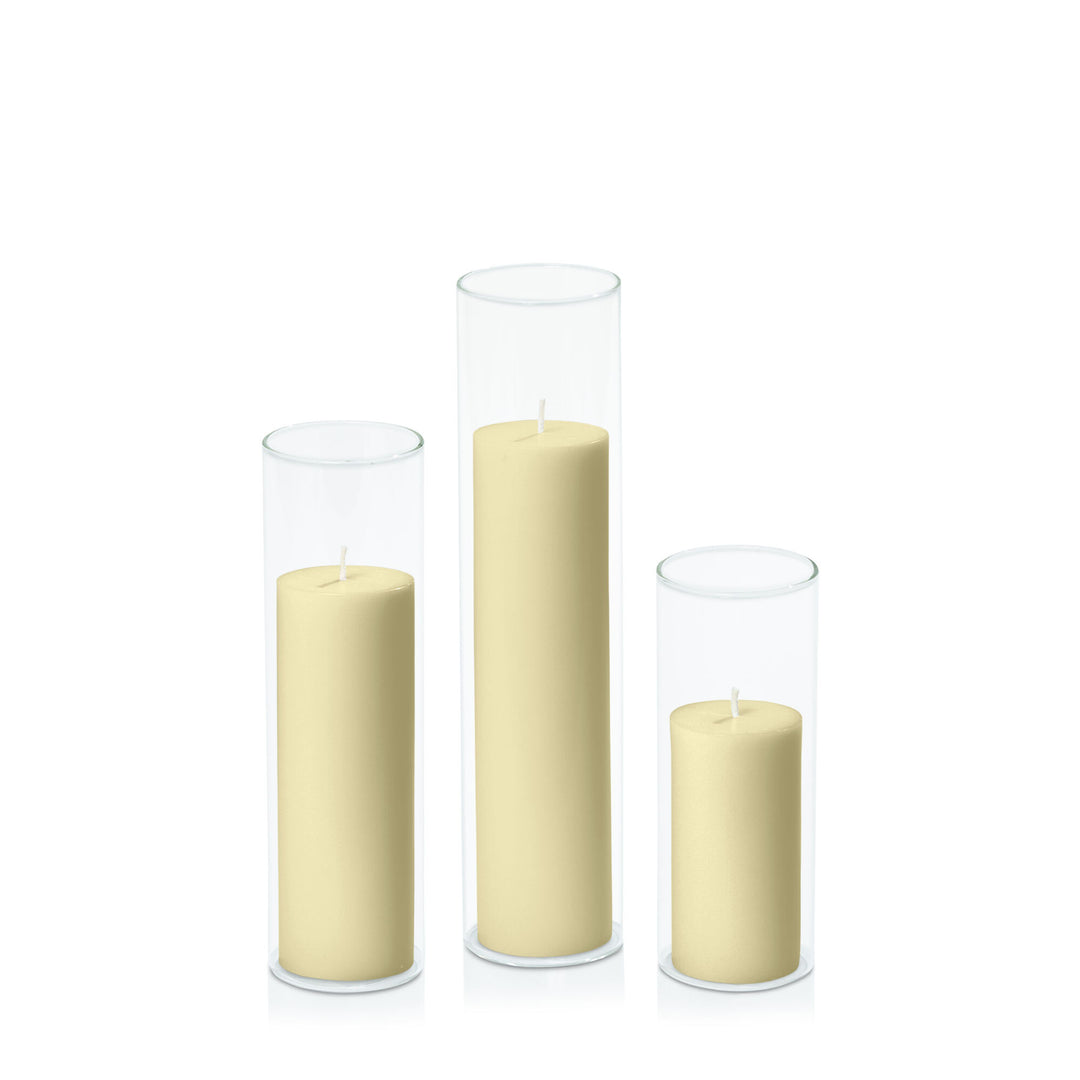 Buttercream 5cm Pillar in 5.8cm Glass Set - Lg Pack of 1