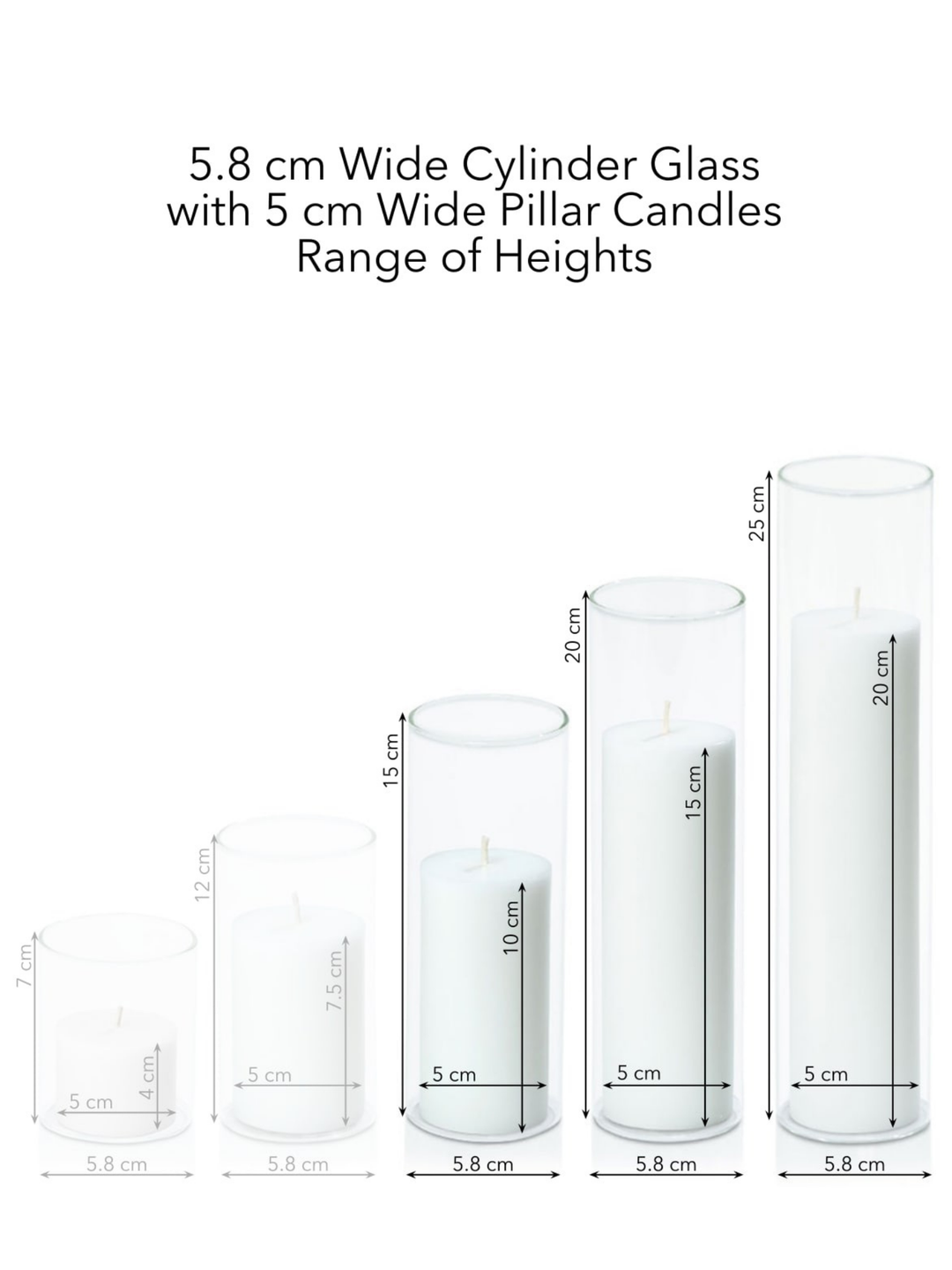 Capri 5cm Pillar in 5.8cm Glass Set - Lg Pack of 1