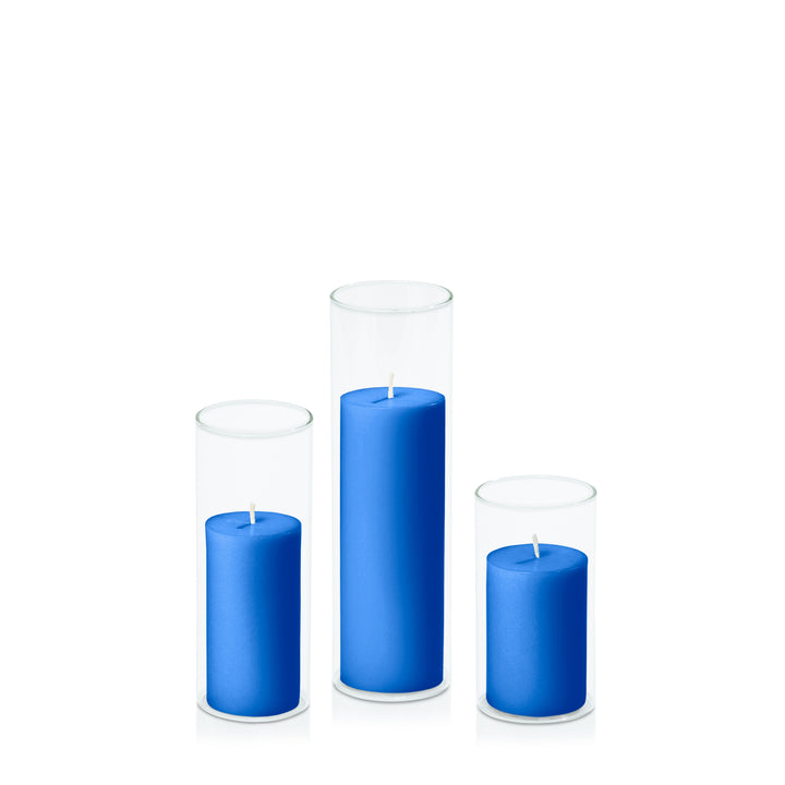 Capri 5cm Pillar in 5.8cm Glass Set - Med Pack of 1