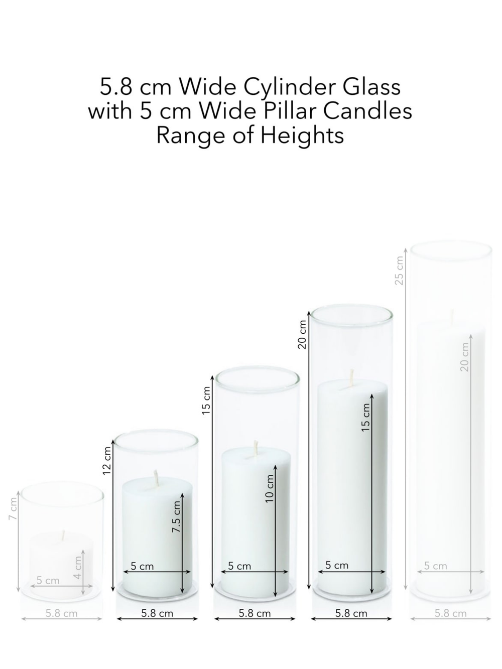 Capri 5cm Pillar in 5.8cm Glass Set - Med Pack of 1