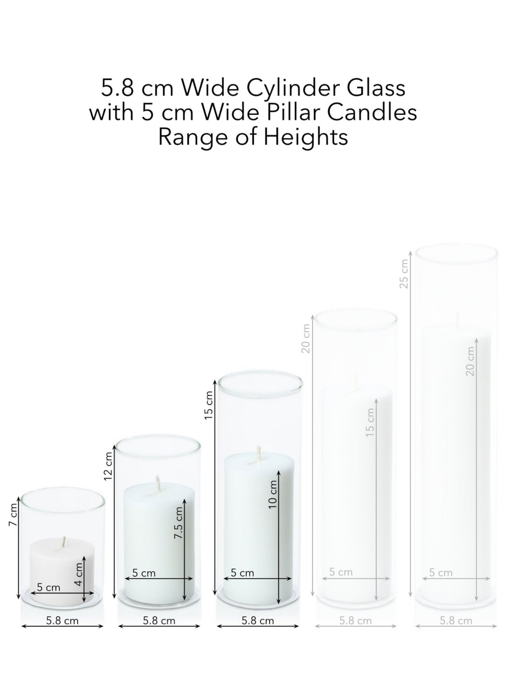 Capri 5cm Pillar in 5.8cm Glass Set - Sm Pack of 1