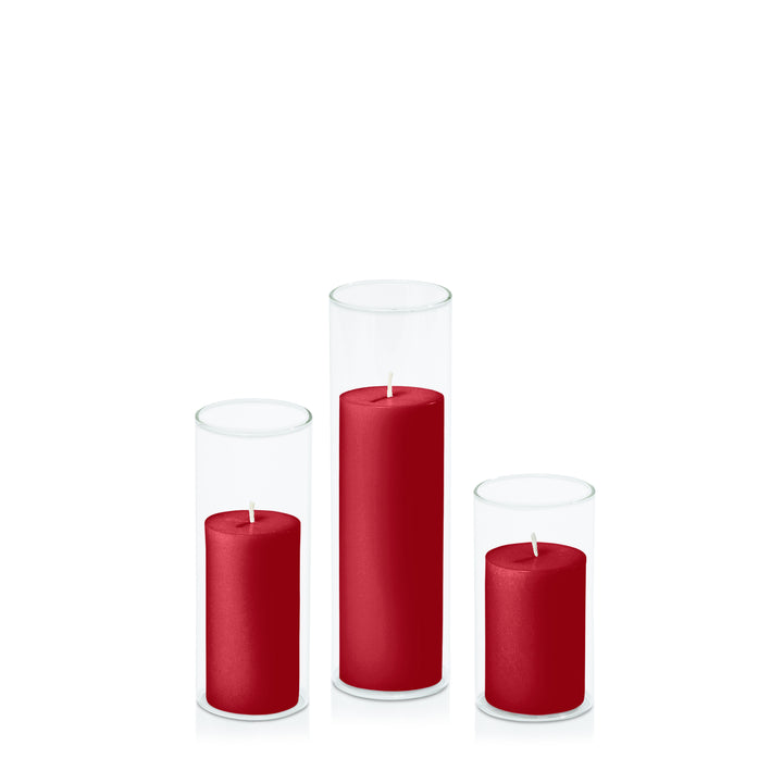 Chilli 5cm Pillar in 5.8cm Glass Set - Med Pack of 1