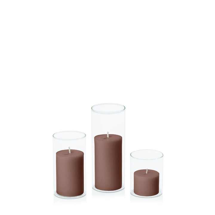 Chocolate 5cm Pillar in 5.8cm Glass Set - Sm Pack of 1