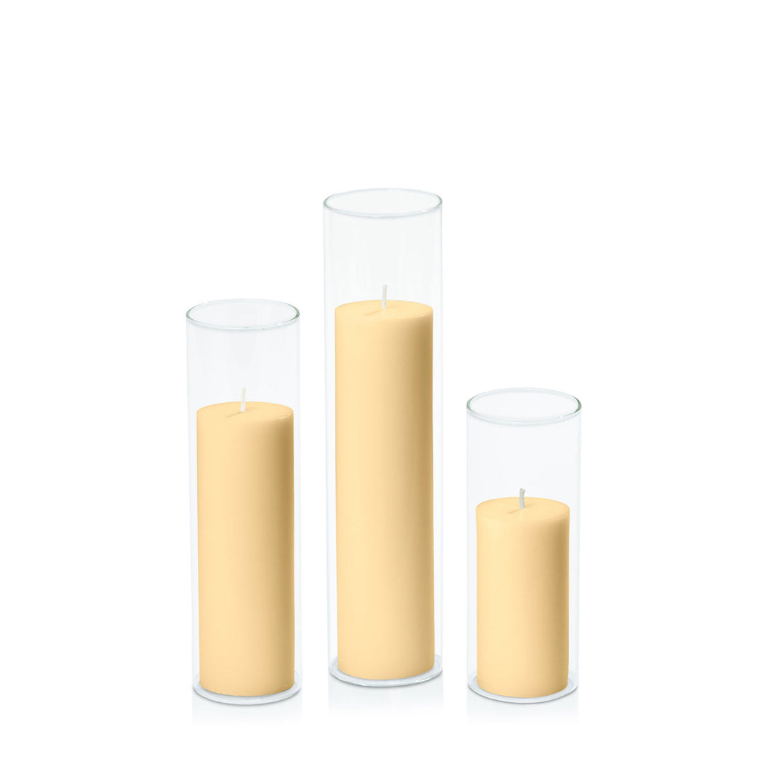 Gold 5cm Pillar in 5.8cm Glass Set - Lg Pack of 1