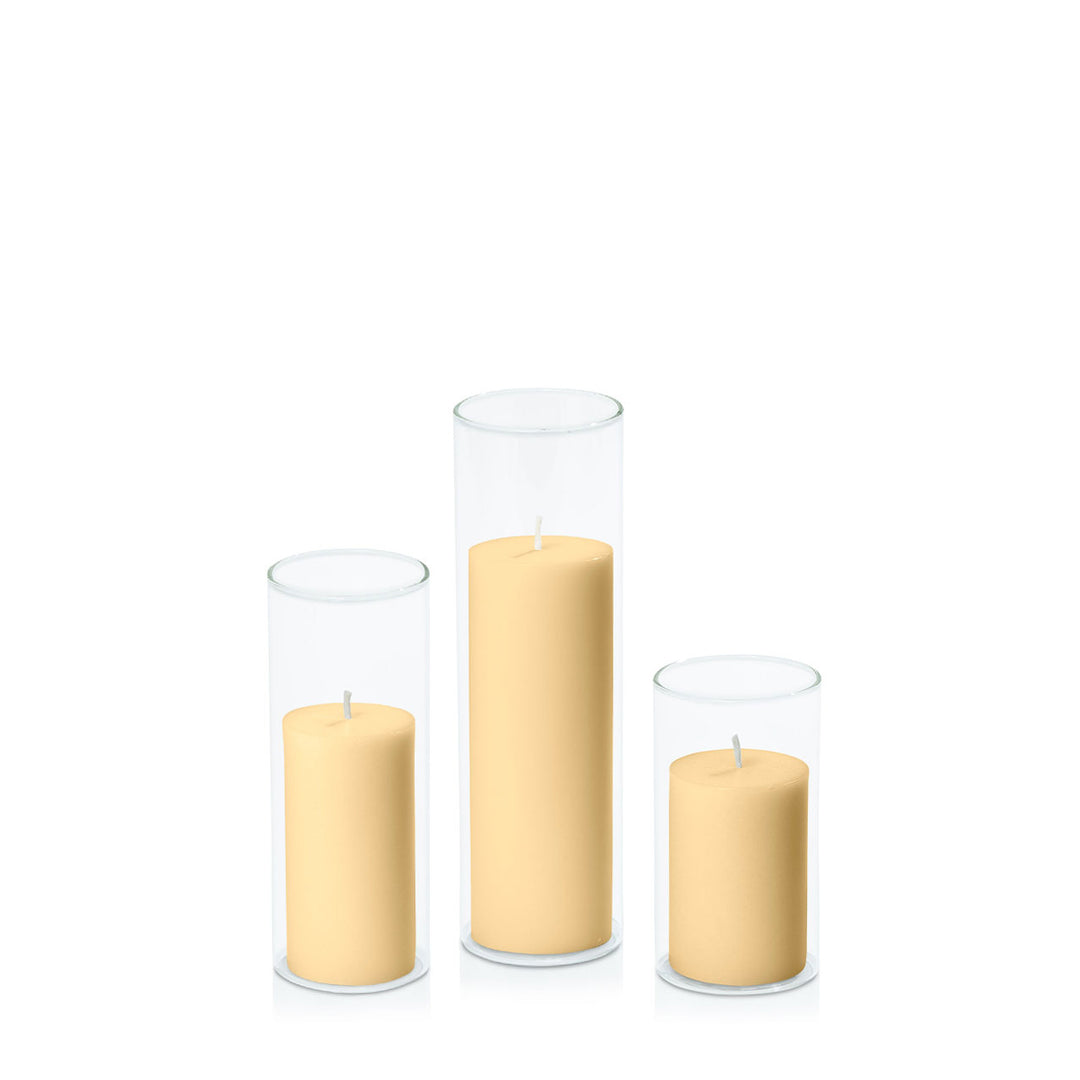 Gold 5cm Pillar in 5.8cm Glass Set - Med Pack of 1