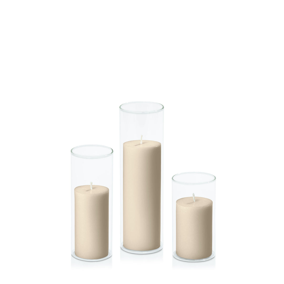 Sandstone 5cm Pillar in 5.8cm Glass Set - Med Pack of 1