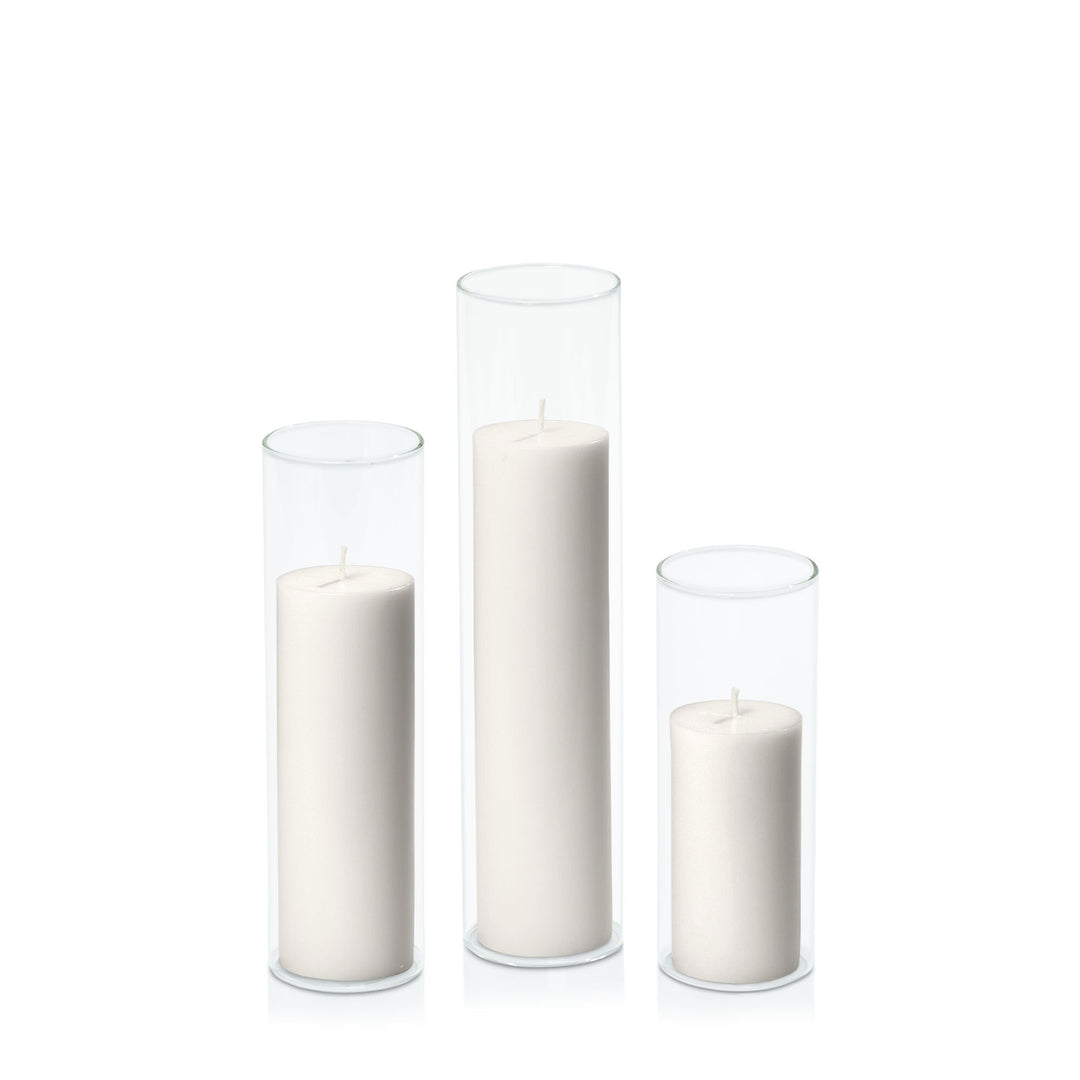 Stone 5cm Pillar in 5.8cm Glass Set - Lg Pack of 1