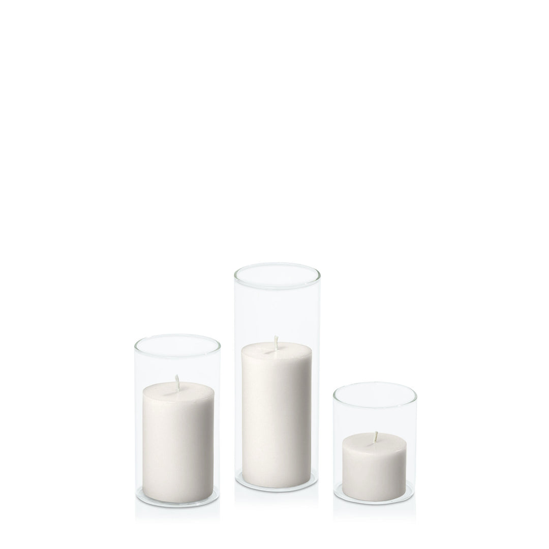 Stone 5cm Pillar in 5.8cm Glass Set - Sm Pack of 1