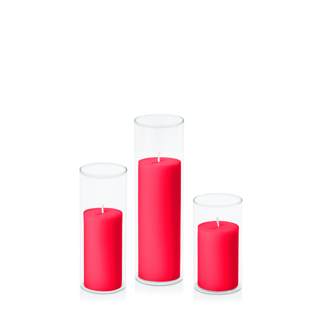 Watermelon 5cm Pillar in 5.8cm Glass Set - Med Pack of 1