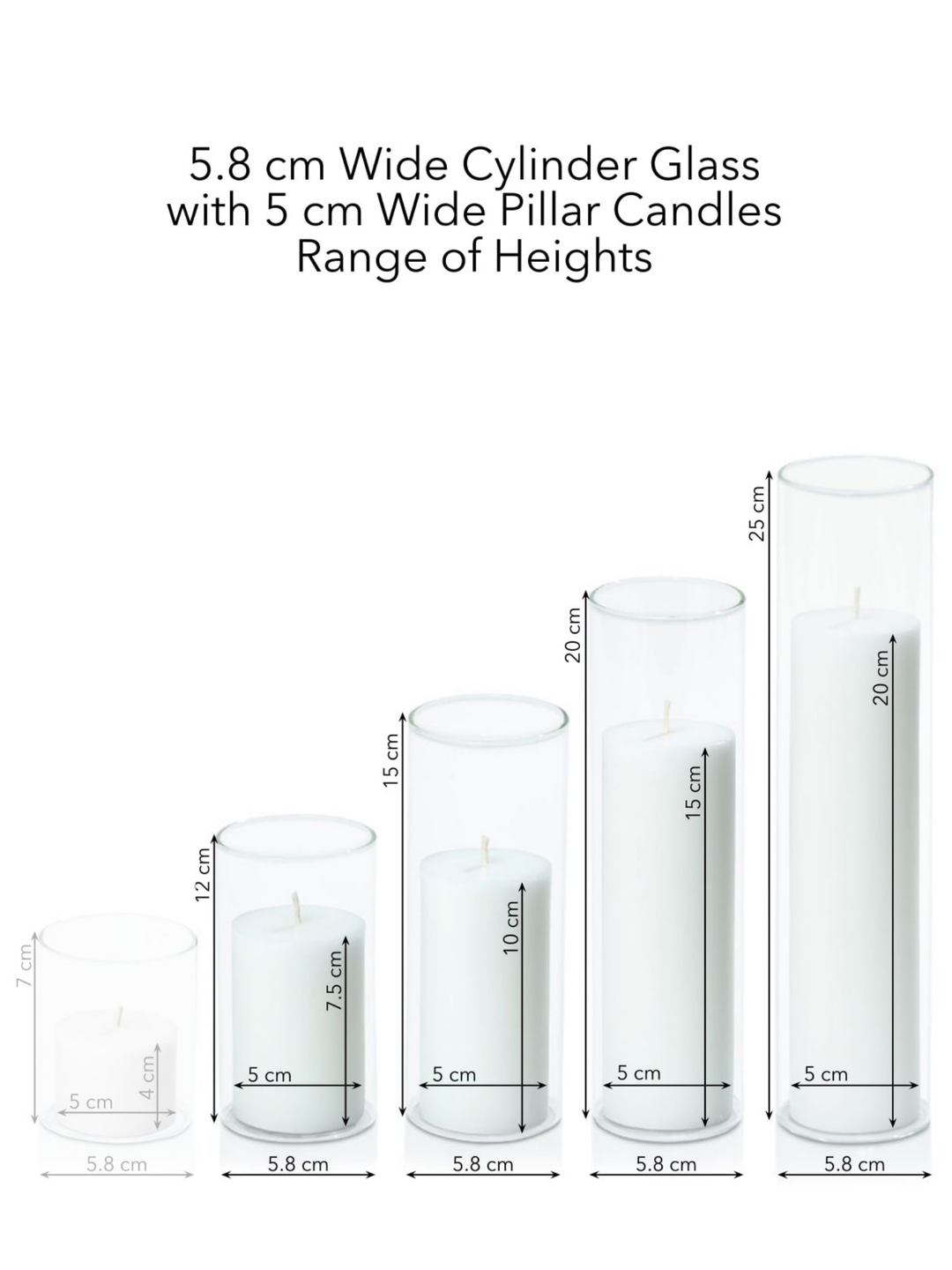 Capri 5cm Pillar in 5.8cm Glass Set - Med Pack of 1