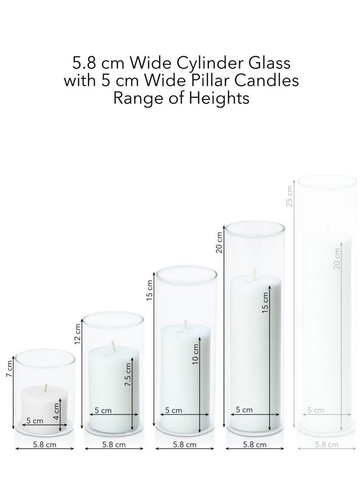 Capri 5cm Pillar in 5.8cm Glass Set - Sm Pack of 1