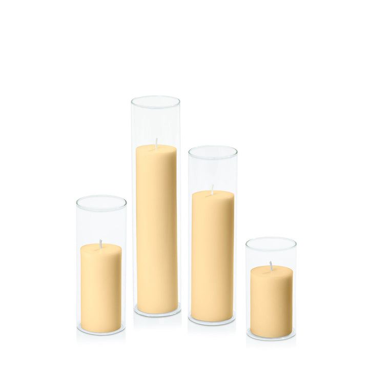 Gold 5cm Pillar in 5.8cm Glass Set - Med Pack of 1