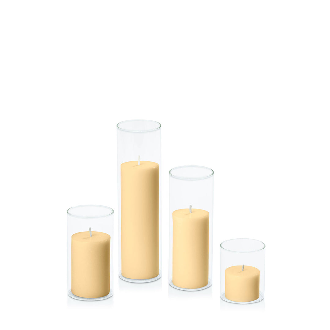 Gold 5cm Pillar in 5.8cm Glass Set - Sm Pack of 1