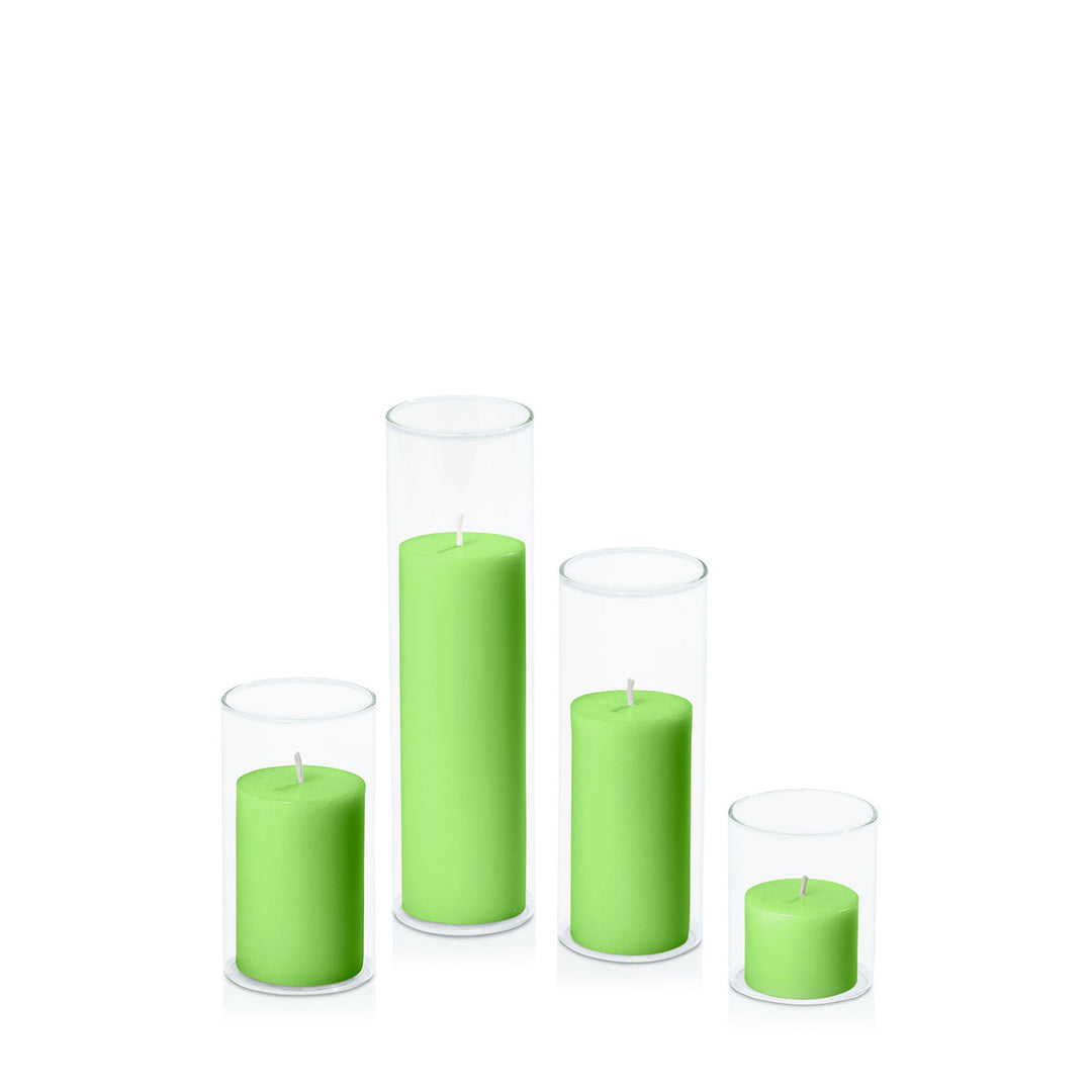 Lime 5cm Pillar in 5.8cm Glass Set - Sm Pack of 1