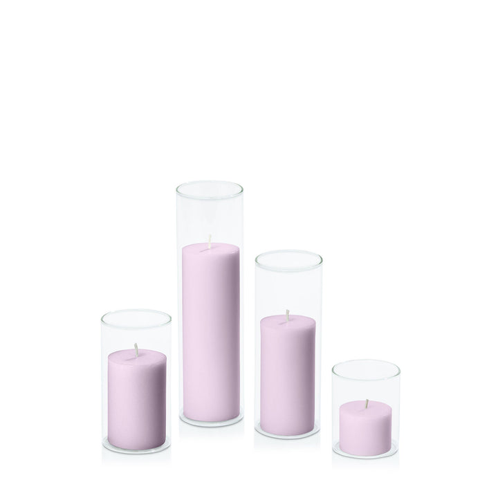 Lilac 5cm Pillar in 5.8cm Glass Set - Sm Pack of 1