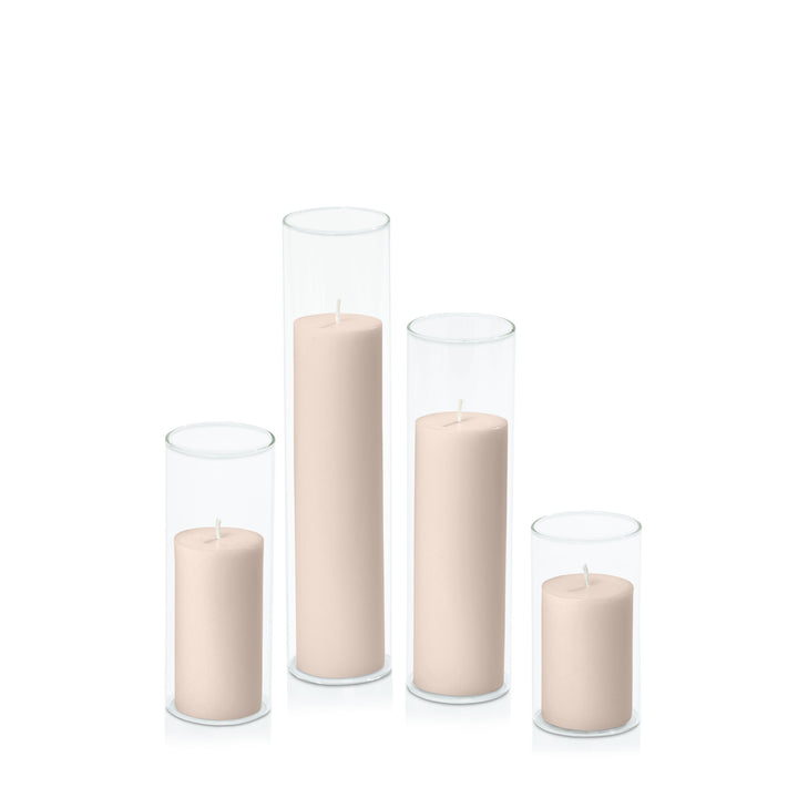 Nude 5cm Pillar in 5.8cm Glass Set - Med Pack of 1