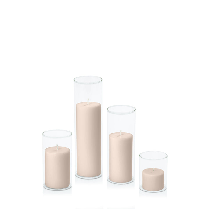 Nude 5cm Pillar in 5.8cm Glass Set - Sm Pack of 1