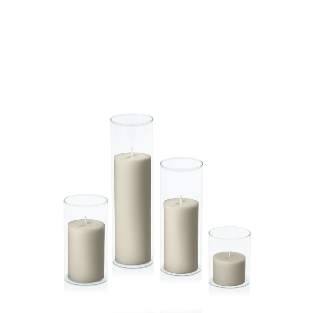 Pale Eucalypt 5cm Pillar in 5.8cm Glass Set - Sm Pack of 1