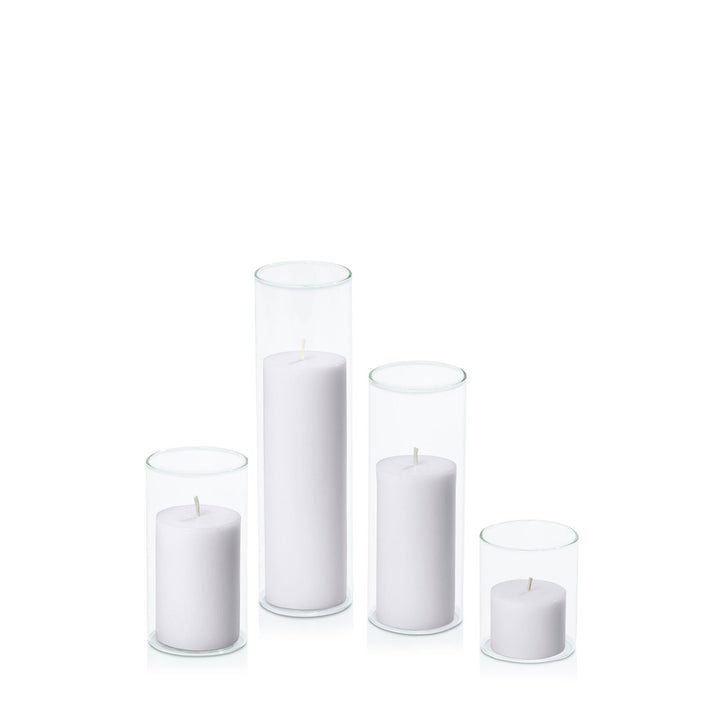 Silver Grey 5cm Pillar in 5.8cm Glass Set - Sm Pack of 1