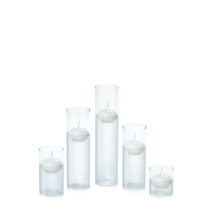 White 4cm Event Floating Candle in 5.8cm Glass Set - Sm Pack of 1